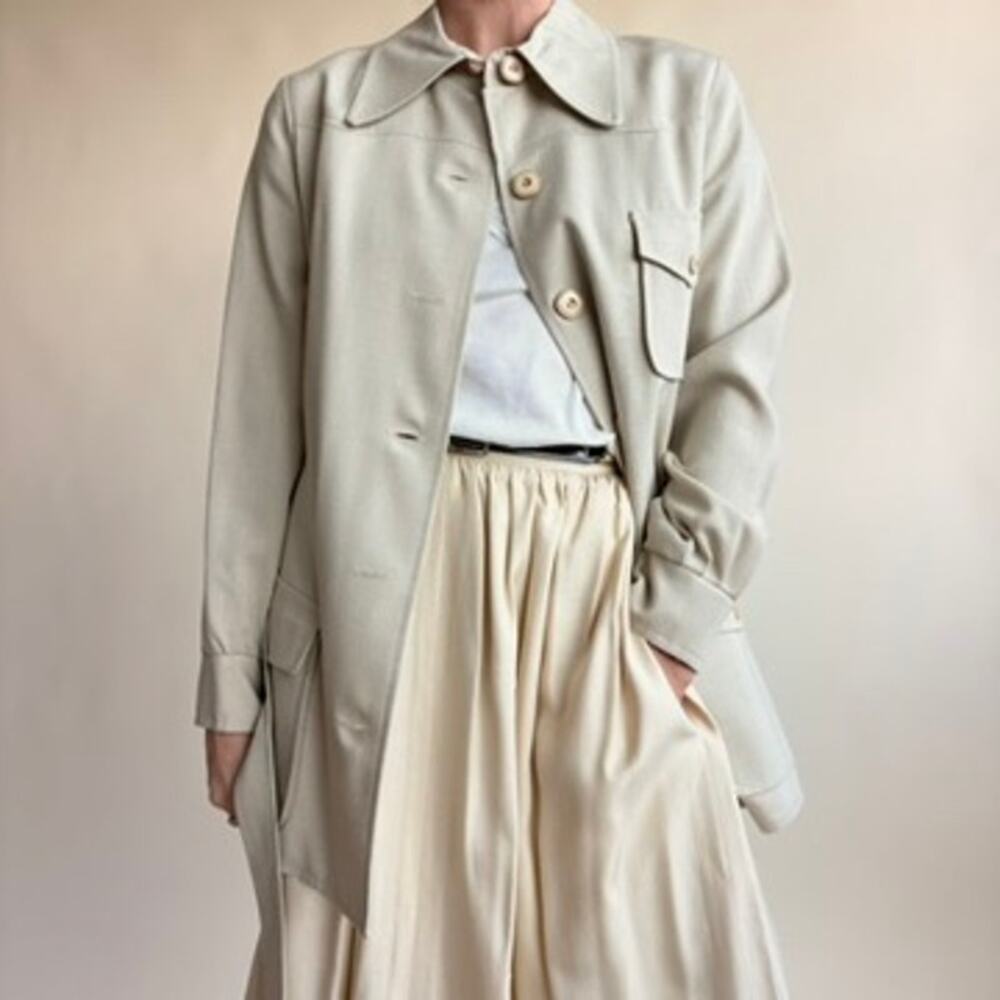 Larry Levine New York Tan Belted Field Jacket - Lightweight Cropped, Size Small - Picture 2 of 7